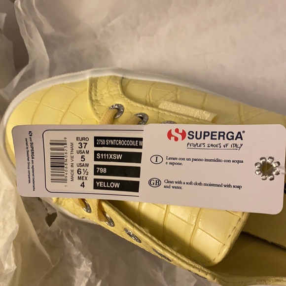 Superga croc emboss sneaker yellow 6.5 7 7.5 8 NWT - Picture 13 of 16